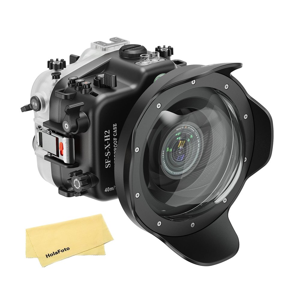 SeaFrogs SF-S-X-H2 [40M/130FT] Professional Underwater Housing with WA005B Dome Port Kit, Diving Scuba Waterproof case for Fujifilm X-H2 Fuji XH2S for XC 16-50MM, XF 18-55MM