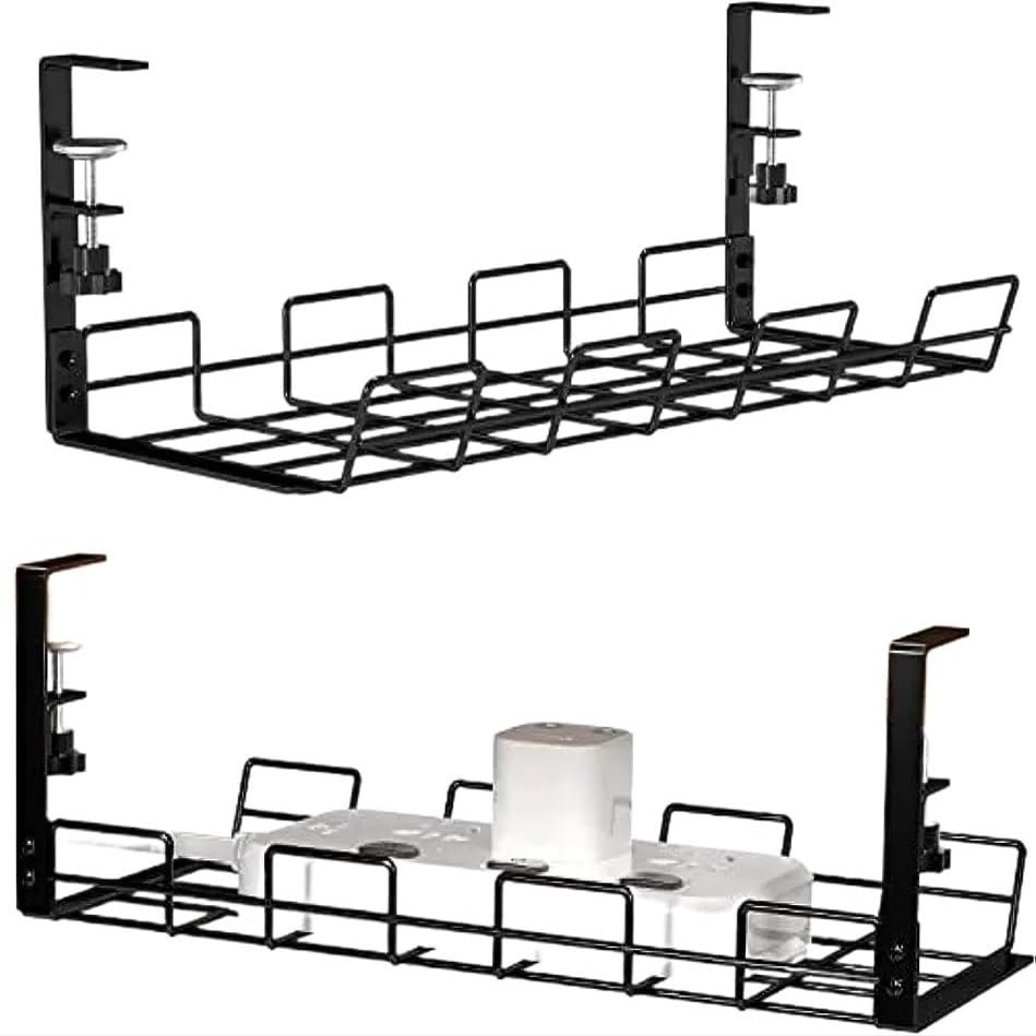 management tray Organizador De Cables De Escritorio, Bandeja De Gestin De Cables Para El Hogar O La Oficina, Fcil De Instalar, Acero Al Carbono, Sin Necesidad De Taladrar cable tray ( Color : 2PCS )