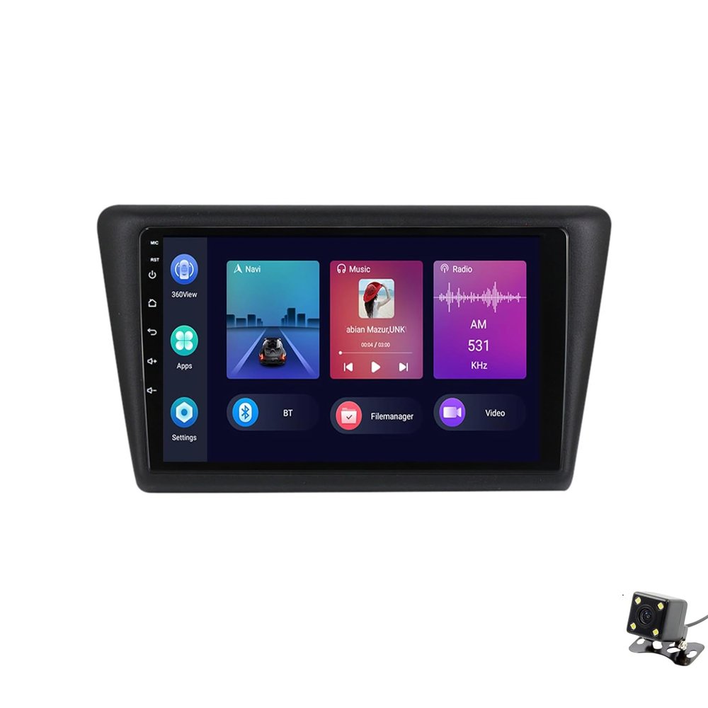 ADMLZQQ Double Din Car Stereo Multimedia with Bluetooth and 9" Touchscreen Android 11 for Skoda Rapid 2013-2017,with GPS/Car-Play Android/SWC/Backup Camera/Mirror Link/4G WiFi,Y2 2+32g