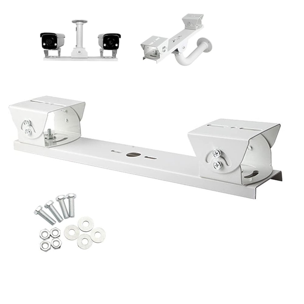 CTXSumTec Security Camera Mount Holder for Double Surveillance Camera, Metal Steel One to Two Horizontal Cross Bar Dual Camera Mount Bracket Extension Bar Horizontal Arm (Cross Bar Mount)