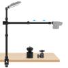 Ailight Overhead Camera Mount Desk Stand, 15.75"-33.45" Webcam Mount with 2-Section Adjustable Telescopic Boom Arm, C Clamp/Swiveling Ball Head for DSLR Camera, Phone Clip, Ring Light, Webcam view 1