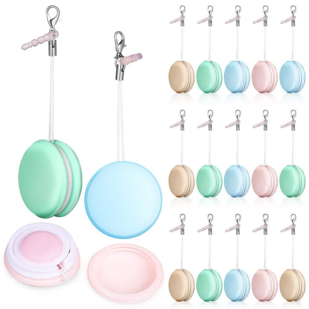 BESTonZON 18pcs Macaron Shaped Screen Cleaners Phone Cleaning Decorative Bag Pendants for Mobile Devices and Eyeglasses Dust and Smudge Removal