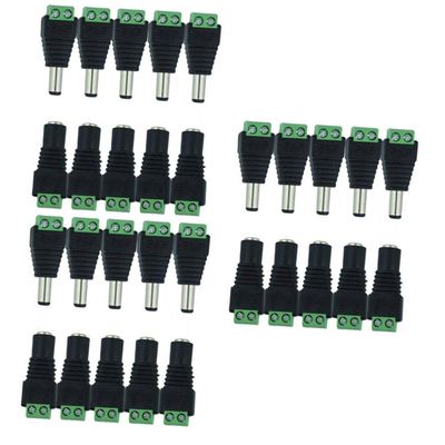 15pcs CCTV Security Camera Led Strip Power Supply Cable Dc Power Jack Connector Female to Male Adapter