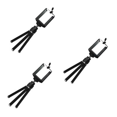 ifundom 3pcs Retractable Phone Tripod Section 2 Compact for 4-6 Inch Universal Camera Bracket Black