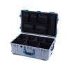 Pelican 1650 Case by ColorCase - Silver - Large Sized Waterproof Rolling Case with TrekPak Divider System & Mesh Lid Organizer - Blue Handles & Latches view 1