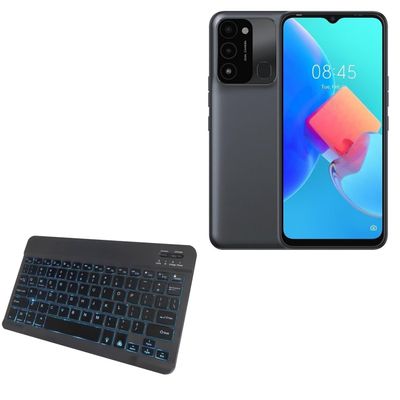 BoxWave Keyboard Compatible with Tecno Spark 8C - SlimKeys Bluetooth Keyboard - with Backlight, Portable Slim LED 7 Colors - Jet Black