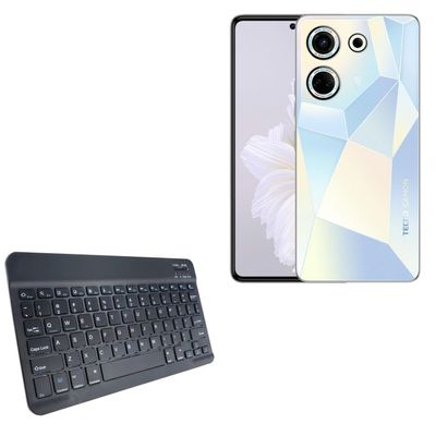 BoxWave Keyboard Compatible with Tecno Camon 20 - SlimKeys Bluetooth Keyboard, Portable Thin with Chiclet-Style Keys - Jet Black