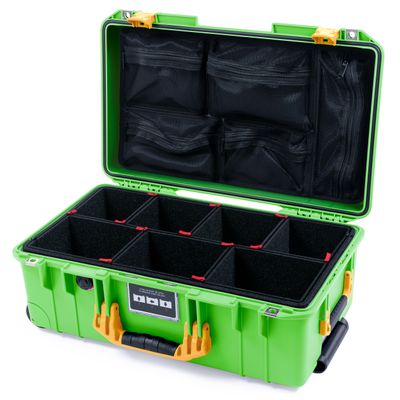 ColorCase Pelican Air 1535 Carry-on Case Lime Green - Medium Size Waterproof Case with TrekPak Divider System & Mesh Lid Organizer - Yellow Handles & Latches