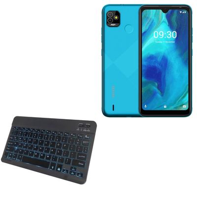 BoxWave Keyboard Compatible with Tecno Pop 5 - SlimKeys Bluetooth Keyboard - with Backlight, Portable Slim LED 7 Colors - Jet Black
