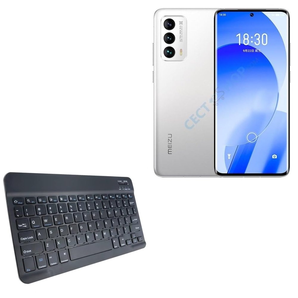 BoxWave Keyboard Compatible with Meizu 18s - SlimKeys Bluetooth Keyboard, Portable Thin with Chiclet-Style Keys - Jet Black
