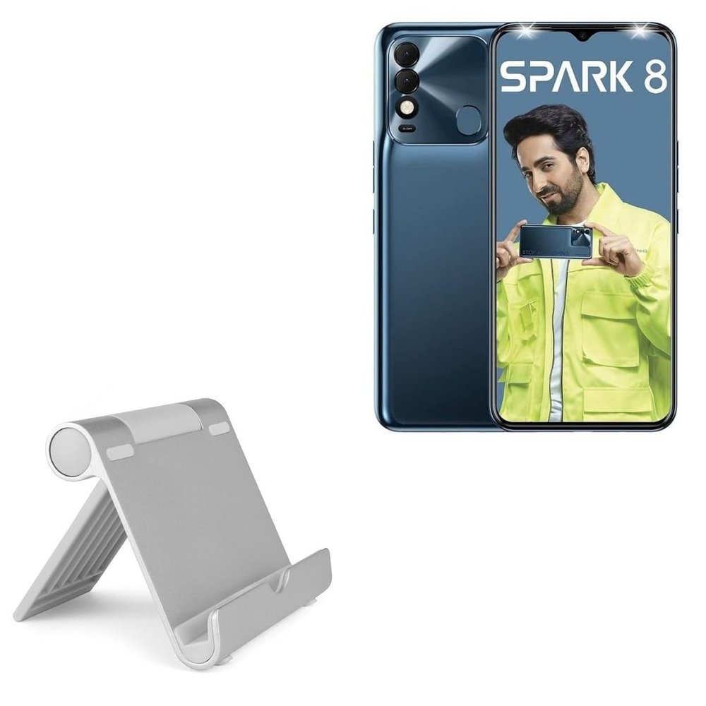BoxWave Stand and Mount Compatible with Tecno Spark 8 - VersaView Aluminum Stand, Portable, Multi Angle Viewing Sturdy