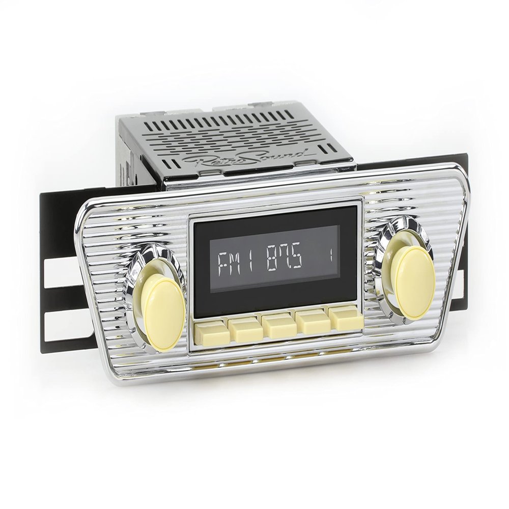 RetroRadio Compatible with 1955-73 Volkswagen Karmann GHIA Features Include Bluetooth, AUX, AM/FM LAI-M1-306-68-78VW1
