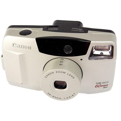Canon Sure Shot 60 Zoom SAF 35mm Point and Shoot Film Camera w/Canon Zoom Lens 38-60mm. Built-in flash and film rewinder. (Renewed)