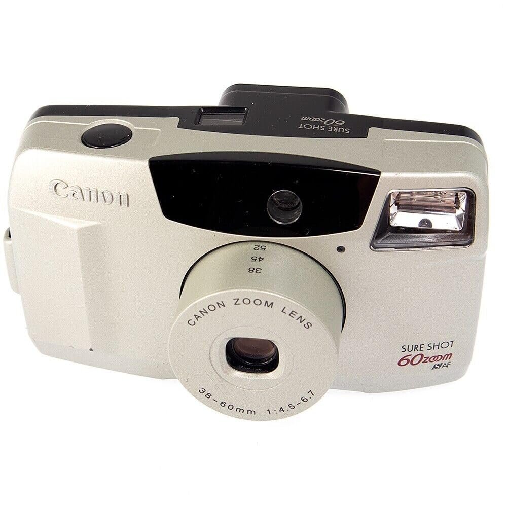 Canon Sure Shot 60 Zoom SAF 35mm Point and Shoot Film Camera w/Canon Zoom Lens 38-60mm. Built-in flash and film rewinder. (Renewed)