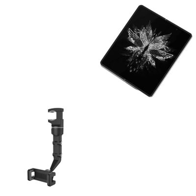 BoxWave Car Mount Compatible with Tecno Phantom V Fold - Rearview Mirror Car Mount, Rear View Mirror Adjustable GPS Car Mount - Jet Black