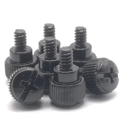 10Pcs 6#-32 * 5 Thread Teeth Length 5mm Computer PC Case Cooling Fan Toolless Adjustment Screw Thumbscrews Thumb Screw (Color : Black)