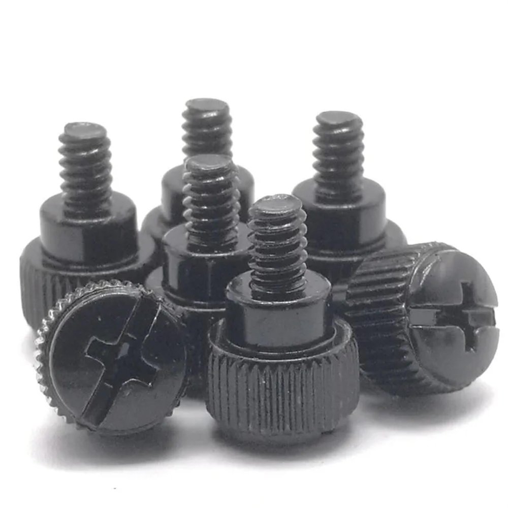 10Pcs 6#-32 * 5 Thread Teeth Length 5mm Computer PC Case Cooling Fan Toolless Adjustment Screw Thumbscrews Thumb Screw (Color : Black)