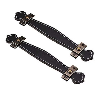 wood handle,wardrobe handles,2pcs Retro PU Learther Wardrobe Shoebox Drawer Handles, Briefcase Suitcase Pulls Knobs,Wine Cabinet Wooden Box Pulls Handles,Furniture Hardware ( Color : Black , Size : Ho
