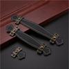 wood handle,wardrobe handles,2pcs Retro PU Learther Wardrobe Shoebox Drawer Handles, Briefcase Suitcase Pulls Knobs,Wine Cabinet Wooden Box Pulls Handles,Furniture Hardware ( Color : Black , Size : Ho view 2
