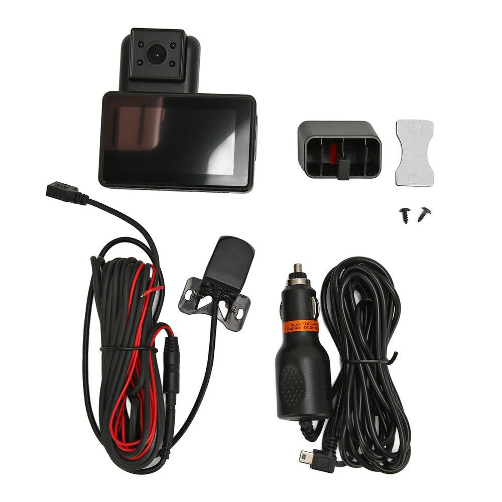 Dash Camera, High Definition Remote Monitoring 3 Lens Driving Recorder 1296P+720P+1080P 170 Wide Angle for Car