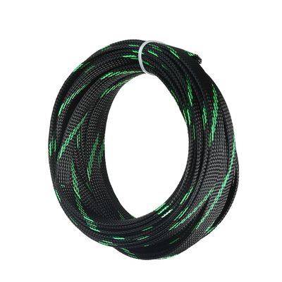 Jutagoss PET Expandable Braided Cable Sleeve, 32.8ft - 1/2 inch Black Fluorescent Green Cable Management Sleeve, Wire Loom Tube Cord Protector for USB Cable, Power Cord, Audio Video and More, 1Pc