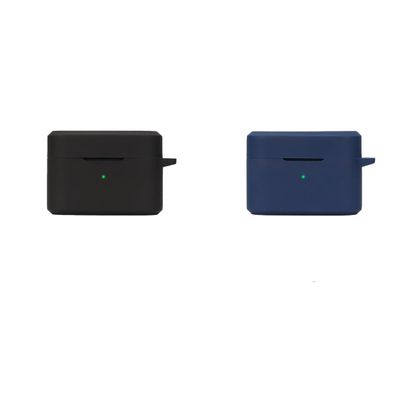 2 Pack DAYJOY Soft Silicone Protective Case Cover Compatible with 1More Pistonbuds Pro Q30/EC305 Earbuds, Protective Skin Sleeve with Key Chain (Black+Blue)