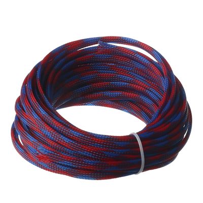 Jutagoss PET Expandable Braided Cable Sleeve, 32.8ft - 1/4 inch Blue Red Cable Management Sleeve, Wire Loom Tube Cord Protector for USB Cable, Power Cord, Audio Video and More, 1Pc