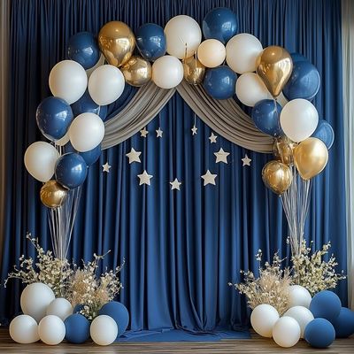 10ftx8ft Navy Blue Wrinkle-Free Backdrop Drapes, Not See-Through Navy Blue Polyester Background Curtains Backdrop Decorations for Party