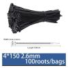 100PCS Black Cable Tie Self-Locking Plastic Nylon Tie Fastening lock up 3X100/120/150/200 Cable Tie Strap Nylon (Size : 4X150 2.6mm) view 2