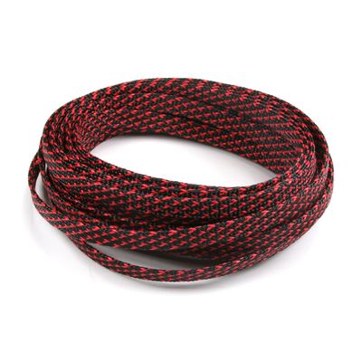 Jutagoss PET Expandable Braided Cable Sleeve, 16.4ft - 5/16 inch Black Red Cable Management Sleeve, Wire Loom Tube Cord Protector for USB Cable, Power Cord, Audio Video and More, 1Pc