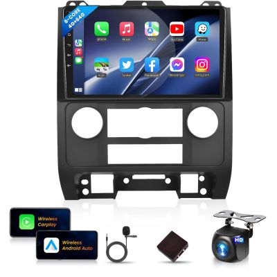 8Core 4G 64G for Ford Escape/Ford Kuga/Mazda Tribute 2007-2012 Car Stereo Radio with Wireless CarPlay Android Auto/9" 1280x720P IPS Touchscreen/BT5.0/GPS/WiFi/DSP 36EQ/Backup Camera