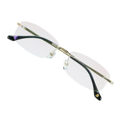 VisionGlobal Pure Titanium Frame for men/women Blue Light Blocking,Hand-set Diamond Fashion Glasses (Golden Brown, 3.00 Magnification)