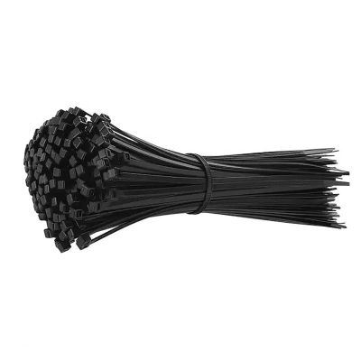 100Pcs Black White Cable Ties Self-locking Plastic Nylon Zip Tie Clamps Assorted Size Fastening lock up 3x60mm 4x100mm (Color : Black, Size : 5x200mm 100Pcs)