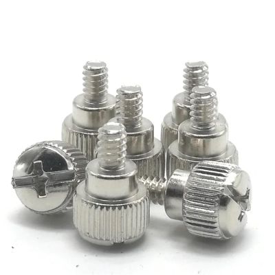 10Pcs 6#-32 * 5 Thread Teeth Length 5mm Computer PC Case Cooling Fan Toolless Adjustment Screw Thumbscrews Thumb Screw (Color : Silver)