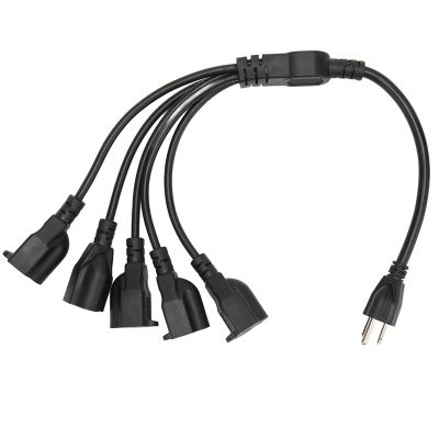 5 Way Power Cable Splitter, 3 Prong 1 to 5 Outlet Power Cord US Plug 100-240V UL Certification Heavy Duty for Outdoor for Indoor