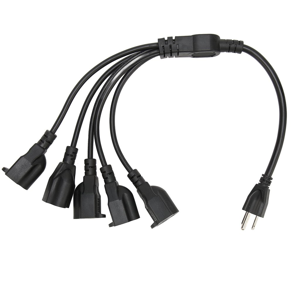5 Way Power Cable Splitter, 3 Prong 1 to 5 Outlet Power Cord US Plug 100-240V UL Certification Heavy Duty for Outdoor for Indoor
