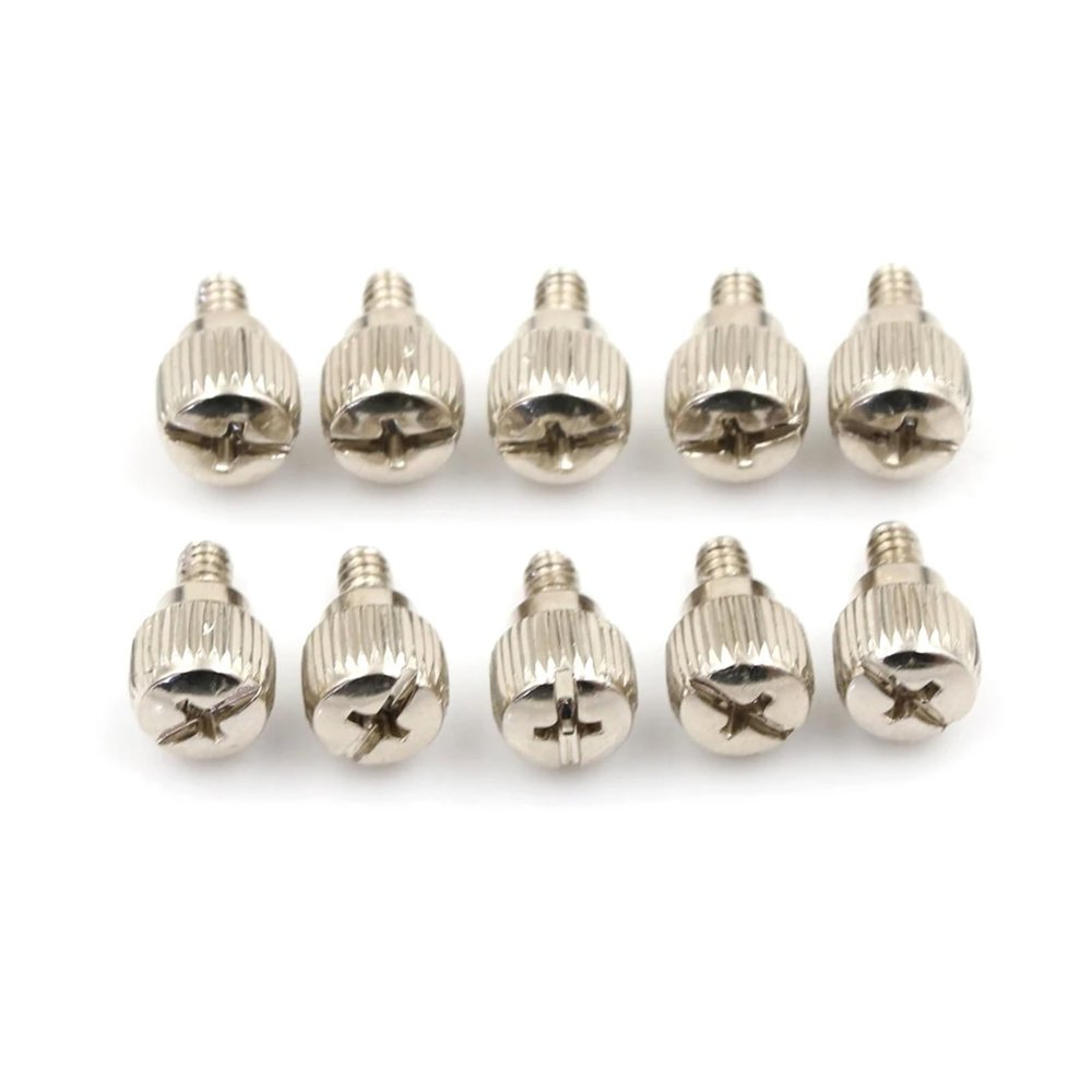 10pcs 6#-32 * 6mm Thread Teeth Length 6mm Black Or Nickel Computer Pc Case Cooling Fan Toolless Adjustment Screw Hand (Color : Nickel Plated)