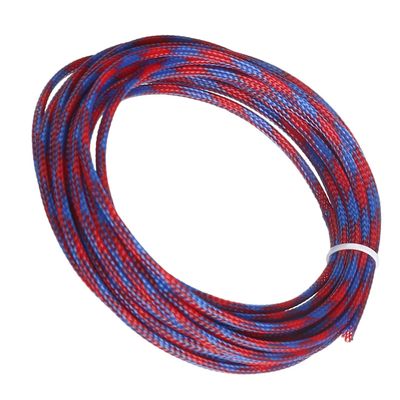 Jutagoss PET Expandable Braided Cable Sleeve, 16.4ft - 3/16 inch Blue Red Cable Management Sleeve, Wire Loom Tube Cord Protector for USB Cable, Power Cord, Audio Video and More, 1Pc