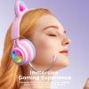 Kids Wireless Headphones Cat Ear Bluetooth 5.3 Portable Foldable Over-Ear Gaming Headset with Attachable HD Microphone RGB LED Light Support TF Card 3.5mm Audio Jack (Beige White) view 2
