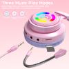 Kids Wireless Headphones Cat Ear Bluetooth 5.3 Portable Foldable Over-Ear Gaming Headset with Attachable HD Microphone RGB LED Light Support TF Card 3.5mm Audio Jack (Beige White) view 4