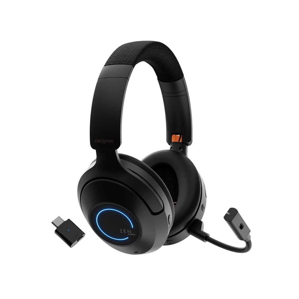 Creative Zen Hybrid Pro (Classic) Wireless Over-Ear Headphones with LE Audio, BT-L3 Wireless LE Audio Transmitter and Boom Mic, Up to 100 Hours, Hybrid Active Noise Cancellation, Ambient Mode