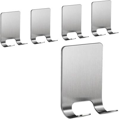DaylyFav Adhesive Hooks, Razor Holder for Shower Wall, Razor Stand Hanger for Bathroom Towel, Loofah, Robe, Plug, Coat and Hat, Stainless Steel, 5 Pack