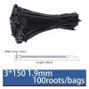 100PCS Black Cable Tie Self-Locking Plastic Nylon Tie Fastening lock up 3X100/120/150/200 Cable Tie Strap Nylon (Size : 3X150 1.9mm) view 2