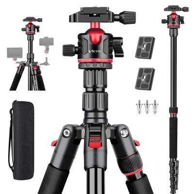 78" Porfessional Tripod for Camera, Victiv Aluminum Camera Tripod Monopod for DSLR, Spotting Scope,Telescope, Binoculars, Compact Heavy Duty Camera Stand for Photography Video Recording Travel