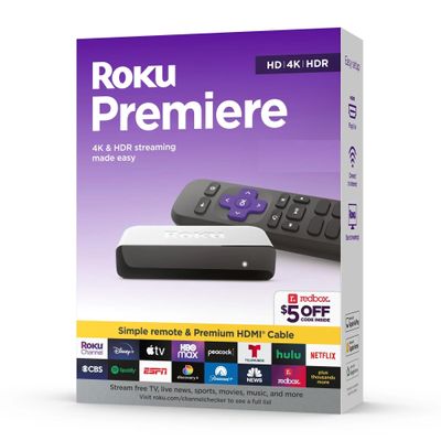 Roku 3920RW-SW Premiere | 4K/HDR Streaming Media Player Wi-Fi Enabled with Premium High Speed HDMI Cable and Simple Remote