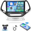 [4G+64G] 8 Core Car Radio for Jeep Cherokee 2013 2014 2015 2016 2017 2018 - Android 13 Touch Screen Cherokee Stereo, DSP 32 EQ/IPS/Carplay/Android Auto/SWC/BT/WiFi + AHD Backup Camera view 1