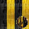 6 Pack Black and Gold Foil Fringe Curtains Backdrop, 3.28 x 8.2 Ft Metallic Streamers Tinsel Curtains Background for Photo Booth, Birthday, Christmas, Halloween, New Year Party Decorations view 1