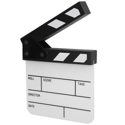 Mini Acrylic Director Scene Clapperboard TV Movie Action Board Film Cut Prop with Pen Mini Acrylic Clapperboard Director's Film Clapboard Easy Wipe Cut Action Scene Board S