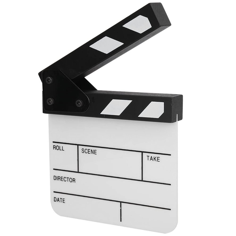 Mini Acrylic Director Scene Clapperboard TV Movie Action Board Film Cut Prop with Pen Mini Acrylic Clapperboard Director's Film Clapboard Easy Wipe Cut Action Scene Board S