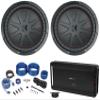 KICKER (2) 48CWR124 CompR 2000w 12" Car Subwoofers Bundle with (1) Polk Audio PAD1000.1 Mono 1200 Watt Car Audio Amplifier + (1) Rockville RWK41 4 Gauge Installation Wire Kit (4 Items) view 1